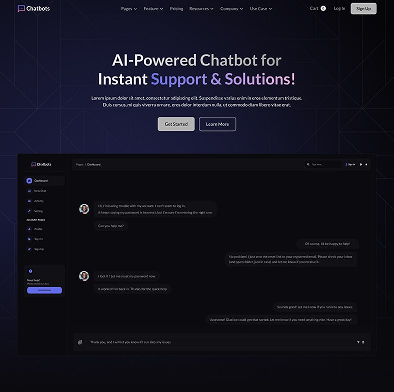 Ai Chatbot Saas Website Template