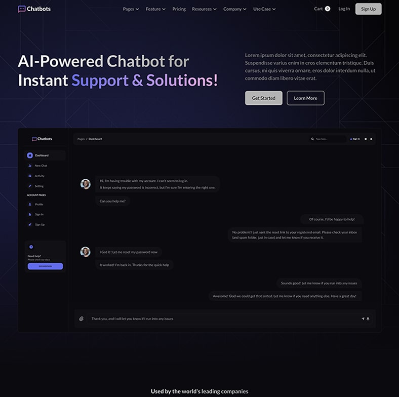 Ai Chatbot Saas Website Template