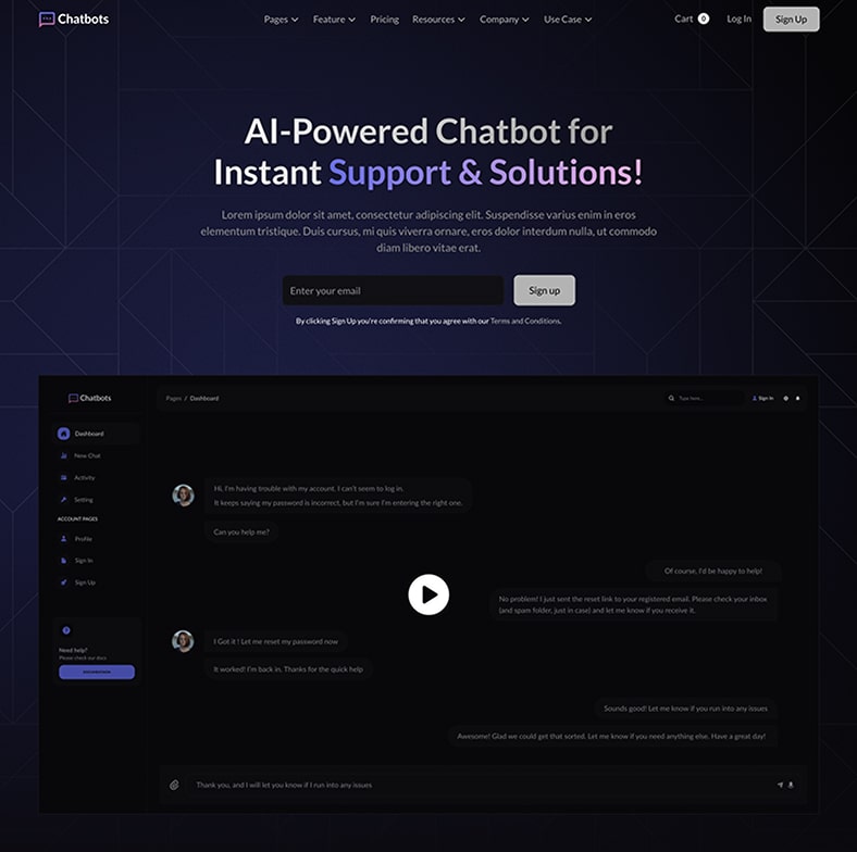 Ai Chatbot Saas Website Template